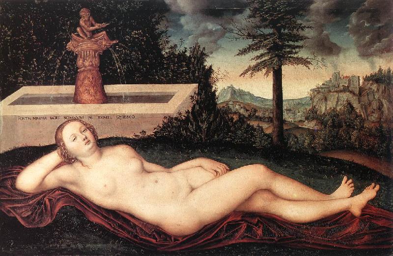 CRANACH, Lucas the Elder Reclining River Nymph at the Fountain fdg